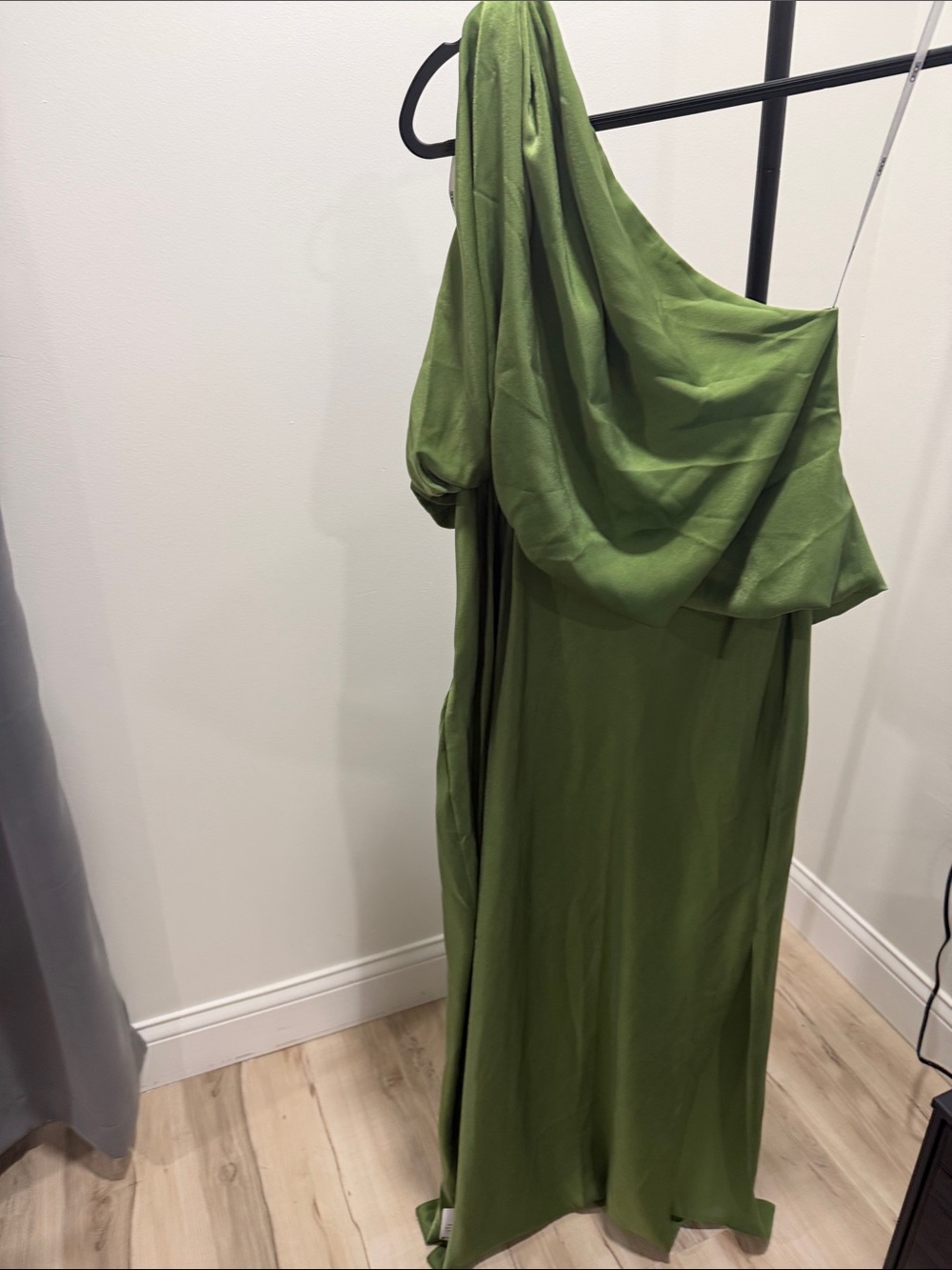 ASOS One-Shoulder Draped Olive Green Evening Gown